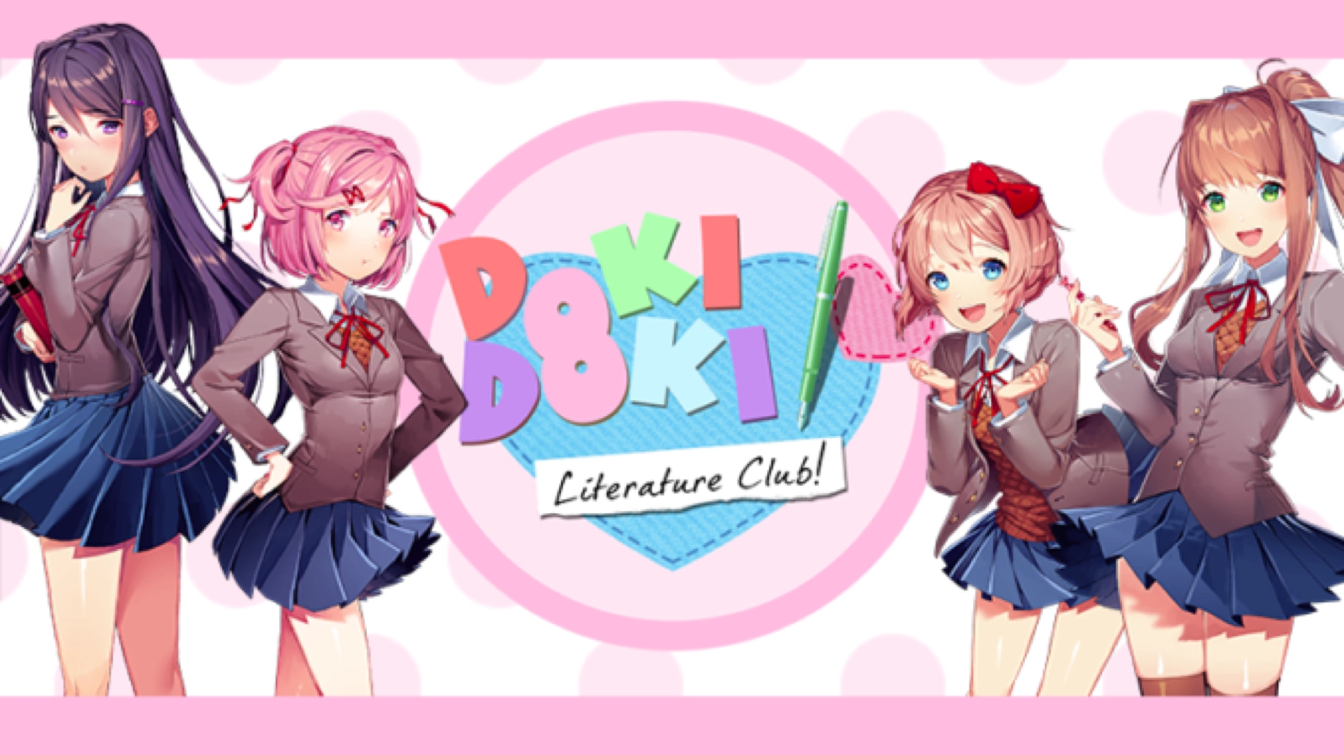 Animation of four school girls wearing school uniforms